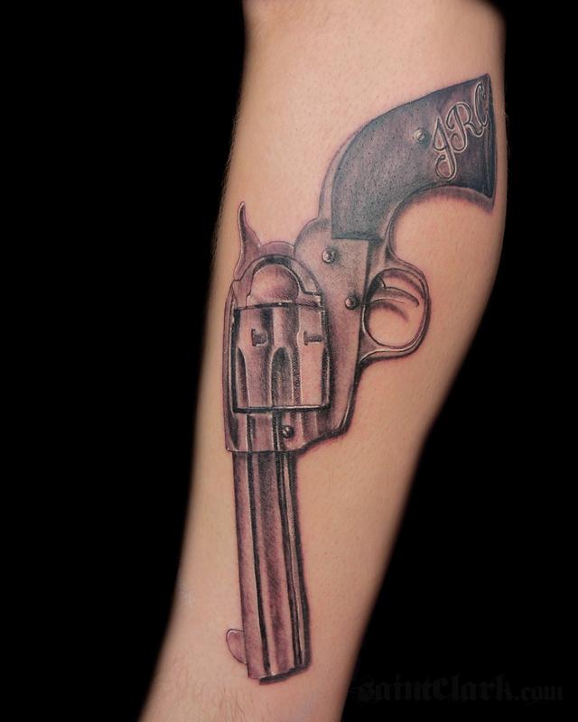 Hand Gun Revolver Tattoo by Chris Saint Clark: TattooNOW