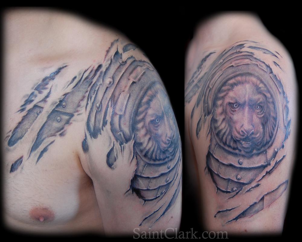 Armor Skin Rip Tattoo by Chris Saint Clark: TattooNOW