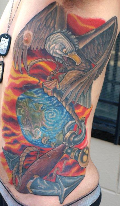 Eagle Globe and Anchor by LT Woods: TattooNOW