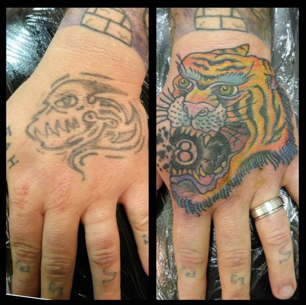 Cover Up - Tiger Hand Job by Leif Hansen: TattooNOW