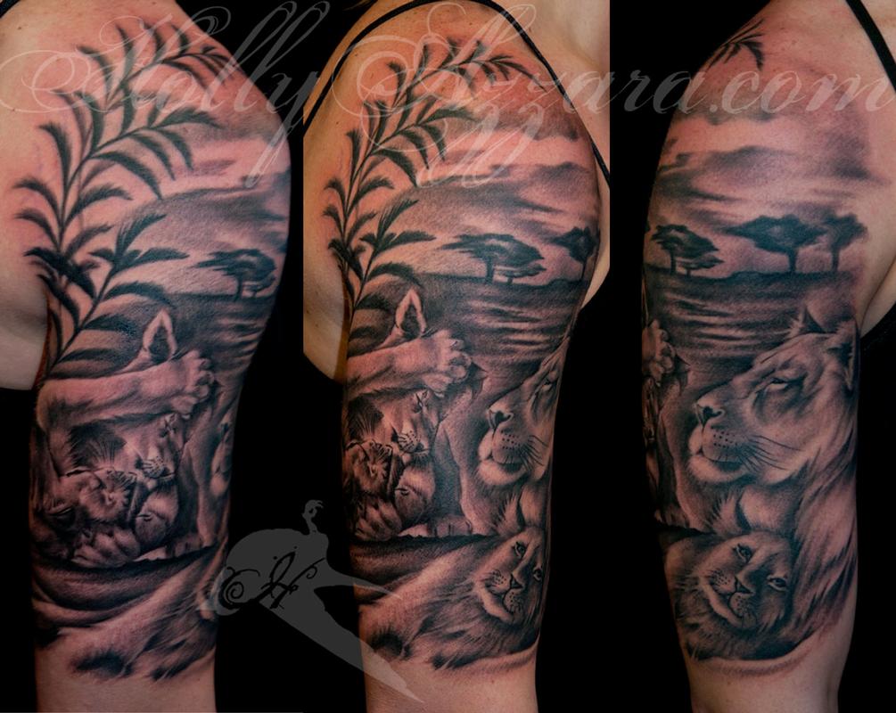 Gems Tattoo Studio  Scar coverup tattoo  A client wanted to cover his  scars with a tattoo consists of lion family Here it is a custom design of  a lion a