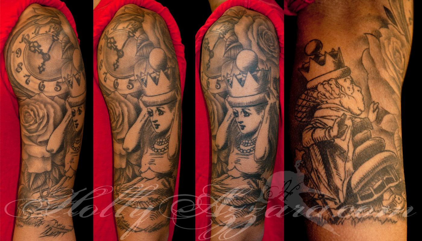 Alice In Wonderland John Tenniel sketch half sleeve (Healed) by Holly  Azzara: TattooNOW