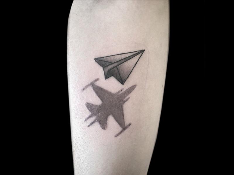 Tattoo uploaded by Xavier  Paper plane tattoo by Tattooist G NO  TattooistGNO GNO GNOtattoo fineline pastel watercolor paperplane 6  cute  Tattoodo