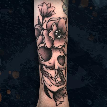 Tattoos - Cat Skull & Magnolias - 142393