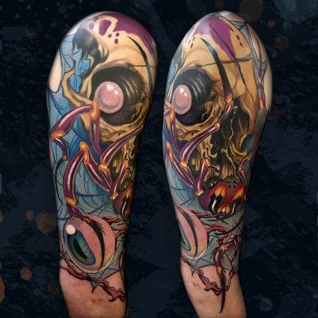 Tattoos - Skull & Spider Sleeve - 142399