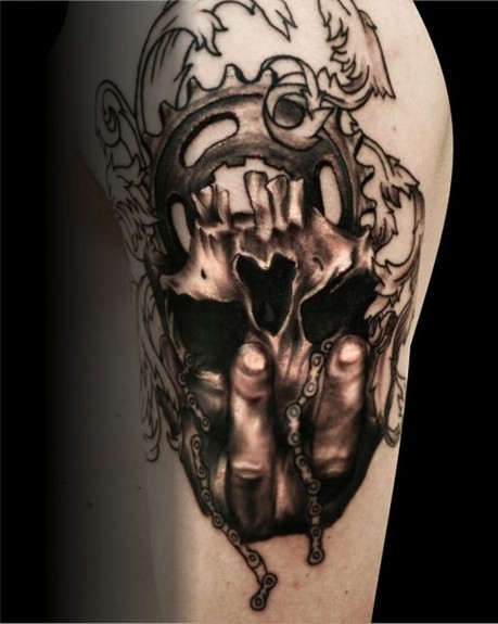Tattoos - Sprocket skull tattoo - 52004
