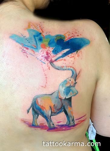 watercolor elephant tattoo on rib cage  FMagcom