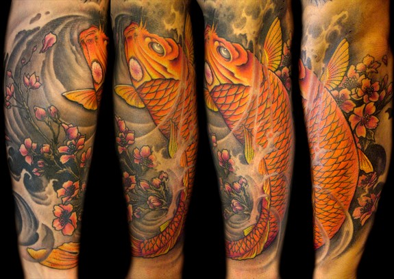 Full color Koi fish half sleeve tattoo. by Mathew Clarke: TattooNOW