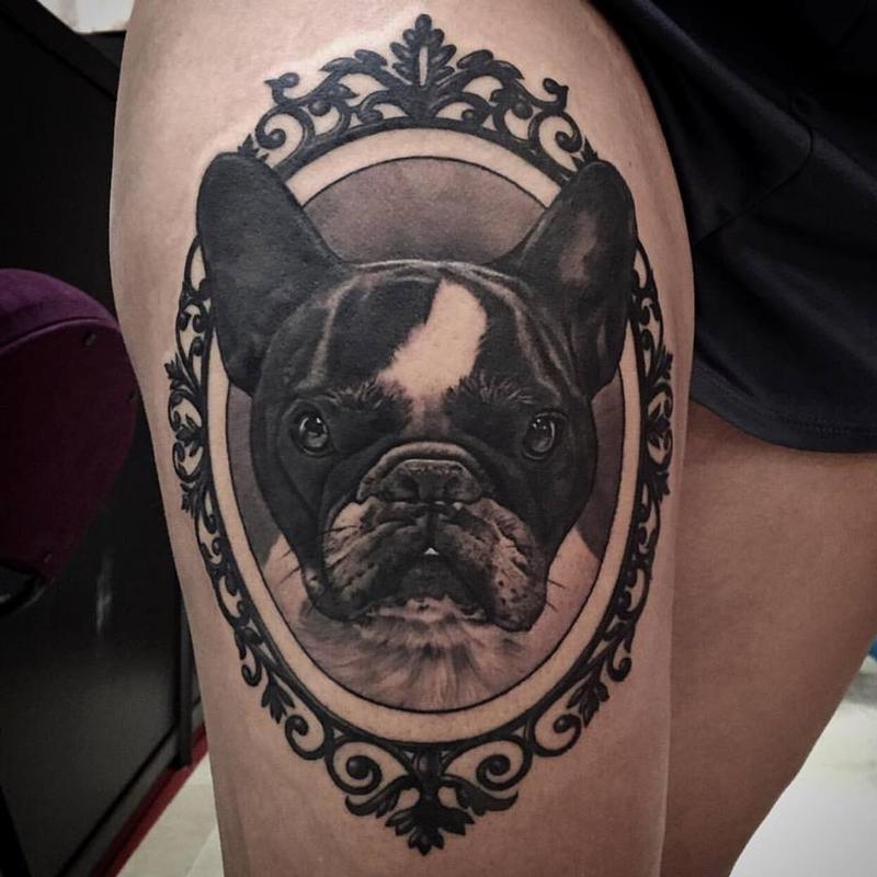 Boston Terrier Tattoo by Matteo Pasqualin TattooNOW