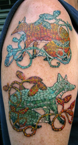 Tattoos - mosaic foxes - 25080