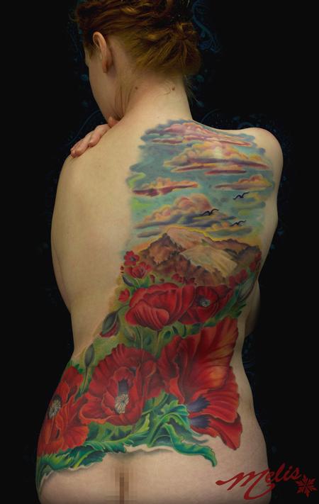 Tattoos - Poppy Mountain scene - 82497