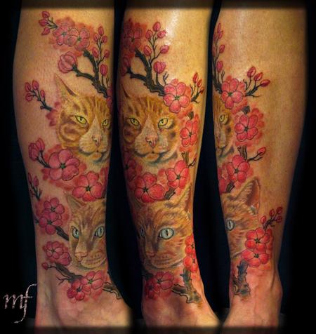 Tattoos - Sharons kitties and blossoms - 60414