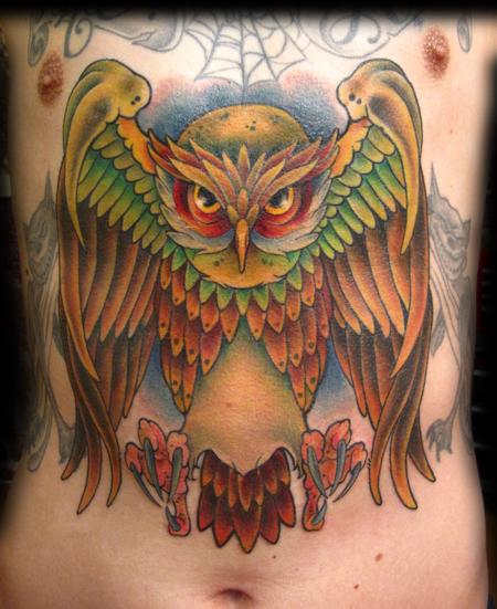 Tattoos - Owl on Stomach/chest - 62663
