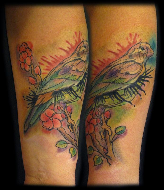 virgina's watercolor bird by Melissa Fusco: TattooNOW