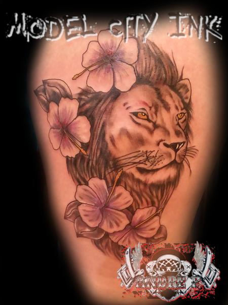 Tattoos - Tropical Lion - 133715
