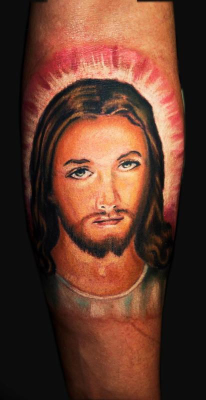 jesus color portrait tattoo by Cesar Perez Tattoos: TattooNOW