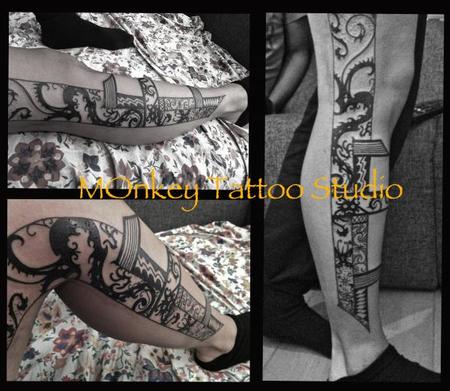 Tattoos - Custom Black Work Tattoo - 60499