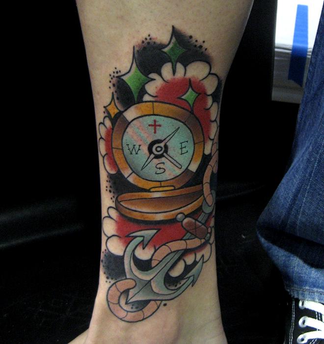 anchor & compass tattoo by Jonathan Montalvo: TattooNOW