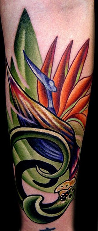 Bird of Paradise Tattoo by Jonathan Montalvo TattooNOW
