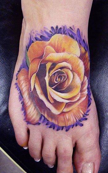 Yellow Rose Tattoo On Foot By Vince Villalvazo Tattoonow