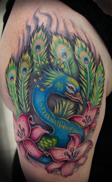 Tattoos - Full color peacock tattoo - 69970