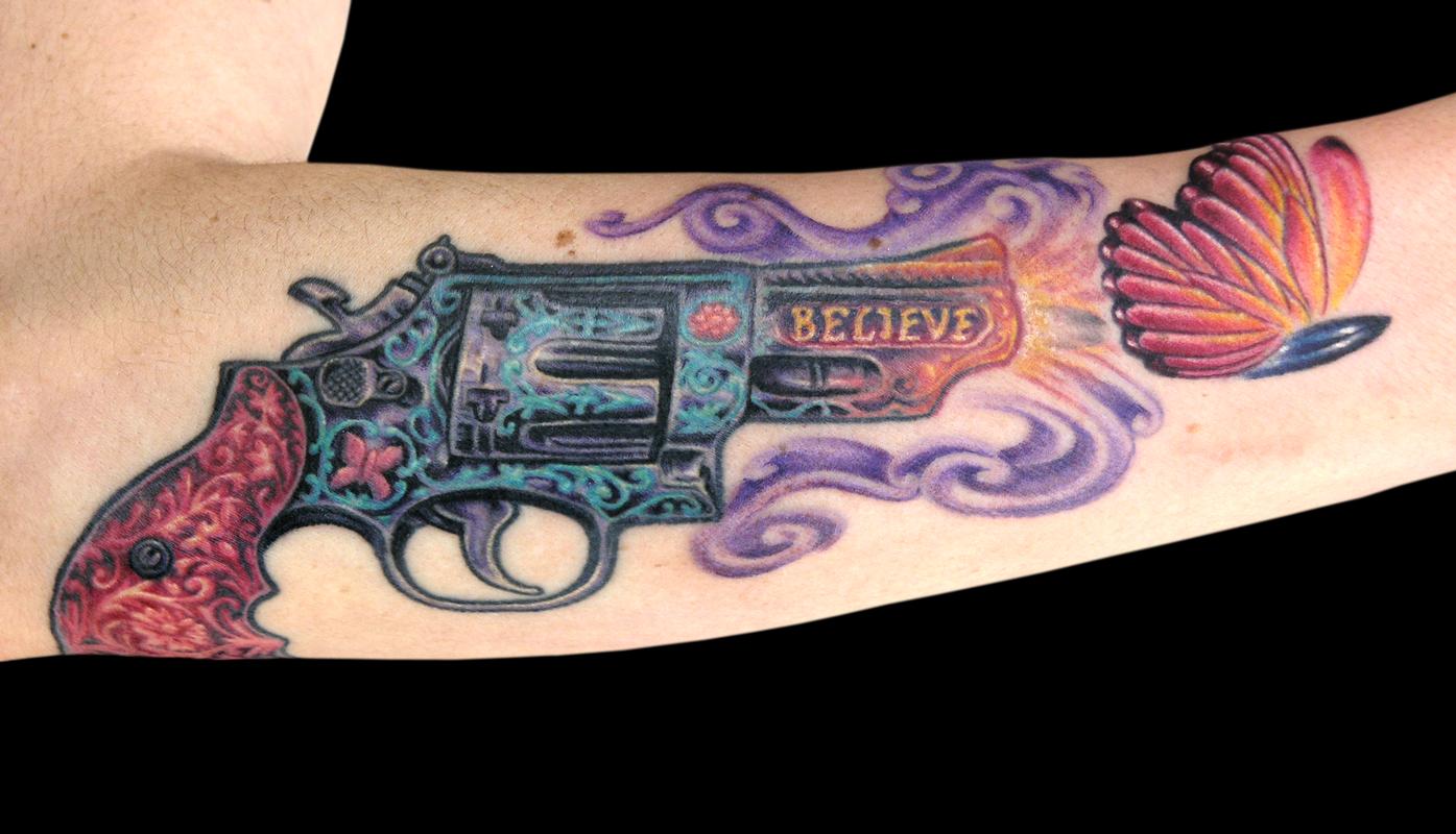 Bullet with Butterfly wings by James Kern: TattooNOW Bullet with Butterfly wings by James Kern: TattooNOW