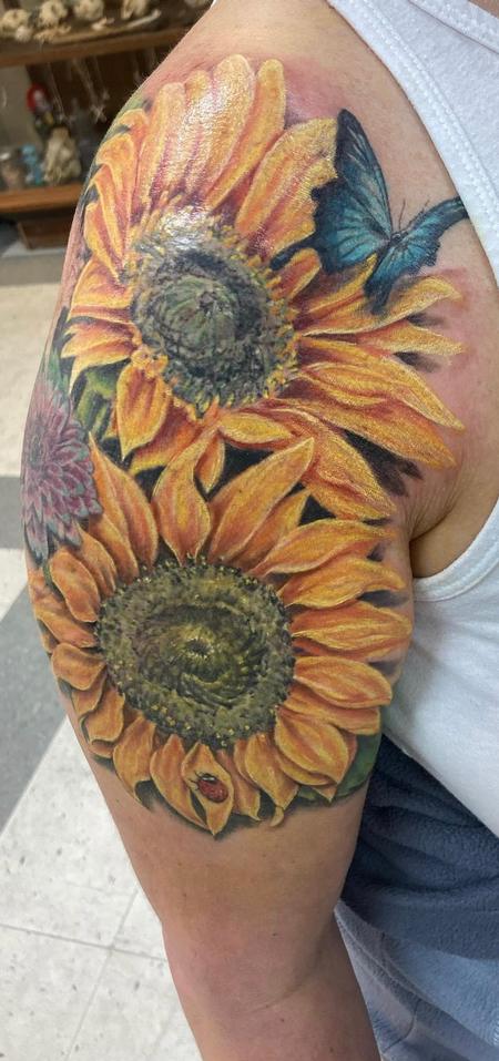 Tattoos - Sunflowers and Butterflies tattoo - 145342