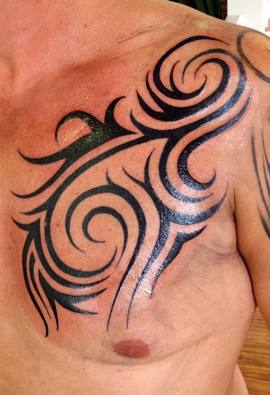 Tribal on left chest by Massimo De Pase: TattooNOW Tribal on left chest by Massimo De Pase: TattooNOW