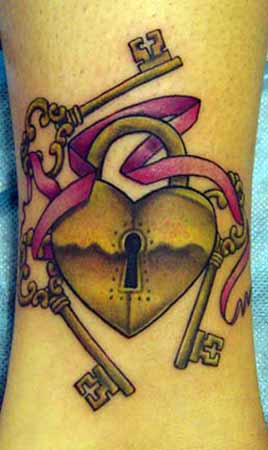 Tattoos - Heart Lock with Keys - 27437