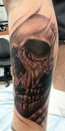 Tattoos - Realistic Black and Grey Skull - 27439