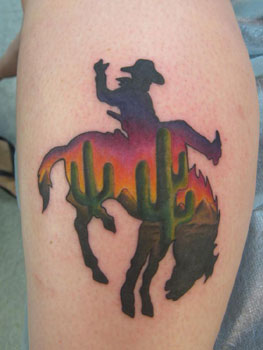 Tattoos - Horse and Cowboy in the Desert - 25556