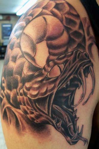 Tattoos - Attacking Snake Tattoo - 25502