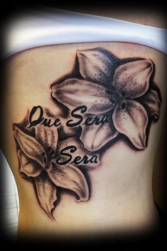 Black and Grey Lily Tattoo by Ricky Borchert: TattooNOW