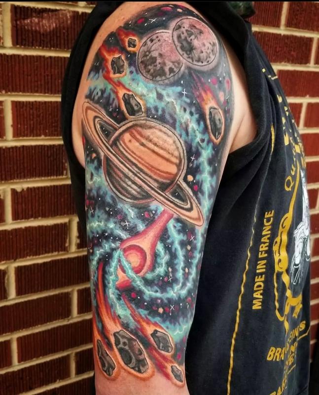 Planet Tattoos - Gas Mask Half Sleeve Tattoo Ideas #1 - https