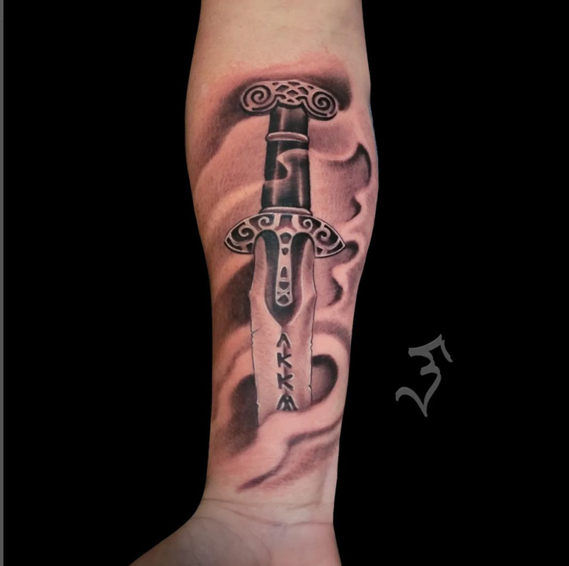 Tara Rose on Instagram Who else was a huge King Arthur and the story of  Excalibur fan growing up          swordtattoo necktattoo  tattoolife