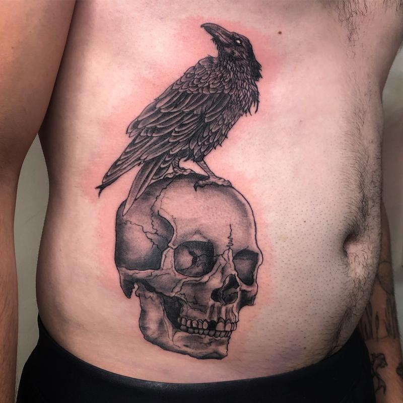 Brennan Walker Skull and Raven Tattoo by Brennan Walker TattooNOW