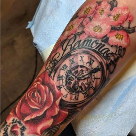 Tattoos - Bonnie Seeley Flowers and Watch - 139751