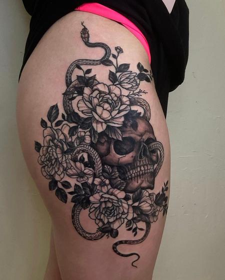 Tattoos - skull and snake - 145386