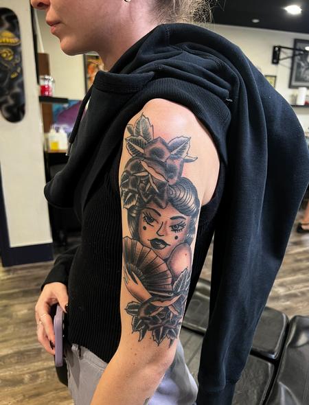 Traditional girl with fan