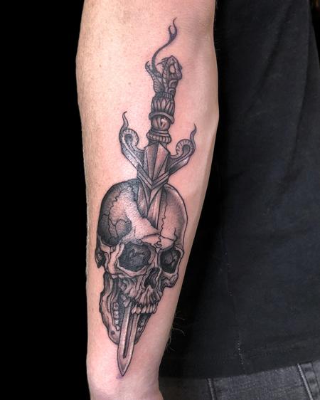 Brennan Walker - Brennan Walker Skull and Dagger Tattoo
