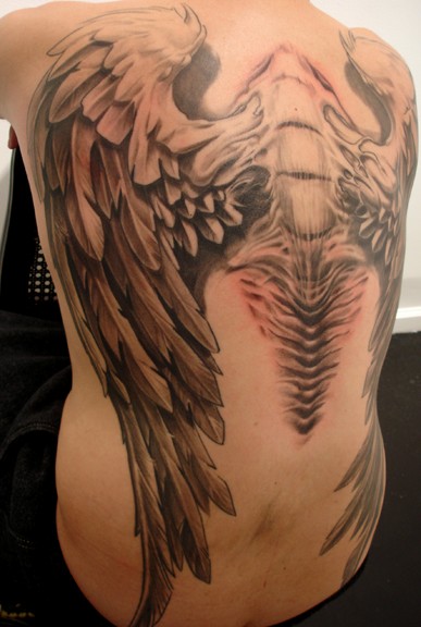 Kline Looked Us Over And Was Quick To Notice Traelle's - Angel Devil Wings  Tattoo Transparent PNG - 900x632 - Free Download on NicePNG