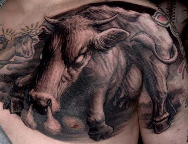 Evil bull tattoo by Paul Booth: TattooNOW Evil bull tattoo by Paul Booth: TattooNOW