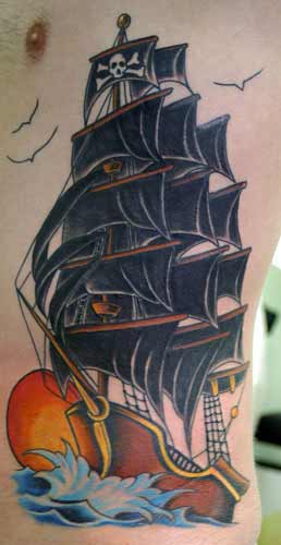 Black Pearl Tattoo Co  Pirate ship and skulls by Greg very appropriately  done at Black Pearl Tattoo Co  Facebook