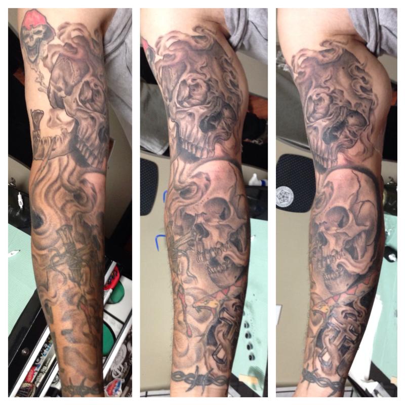 Lucky Bamboo Tattoo : Tattoos : Pineapple : skull sleeve