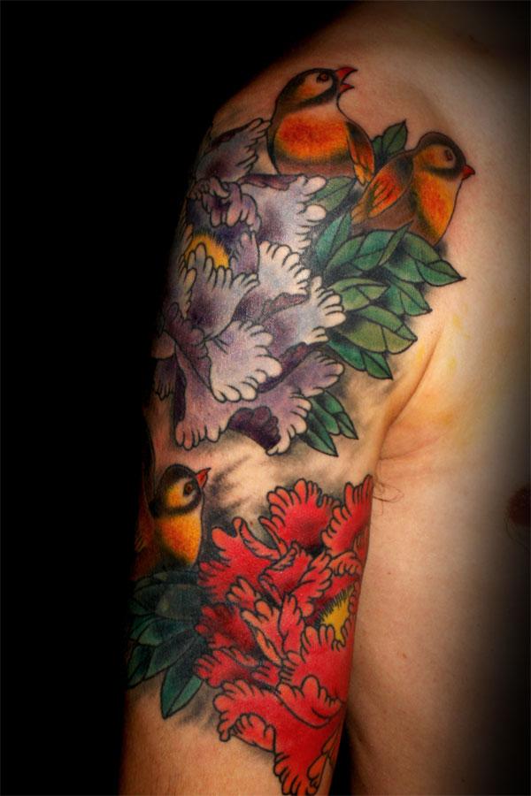 NeoJapanese Birds in Color by Yarda  Tattoos