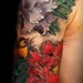 Tattoos - Japanese Inspired Bird and Flower Half Sleeve - 36293