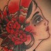 Tattoos - Traditional girl with roses - 36295