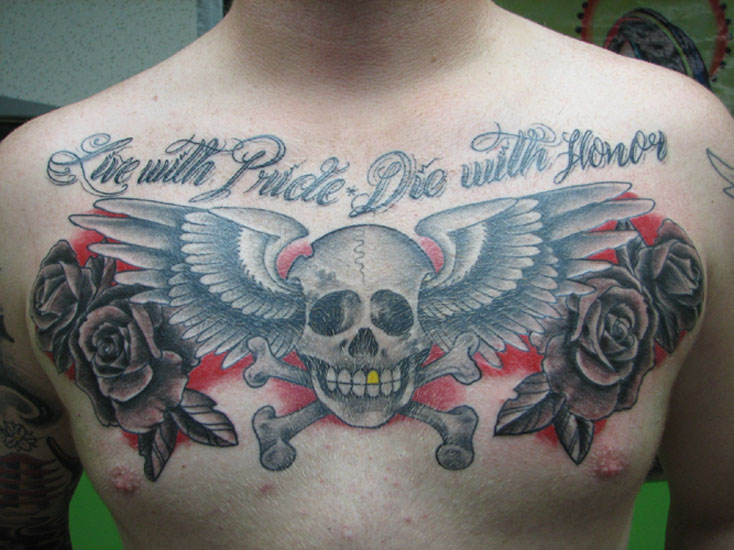 Johnny Boy T on Twitter chesttattoo chest tattoo skull wings  blackandgrey httpstcoYq5nsuYCs8  Twitter