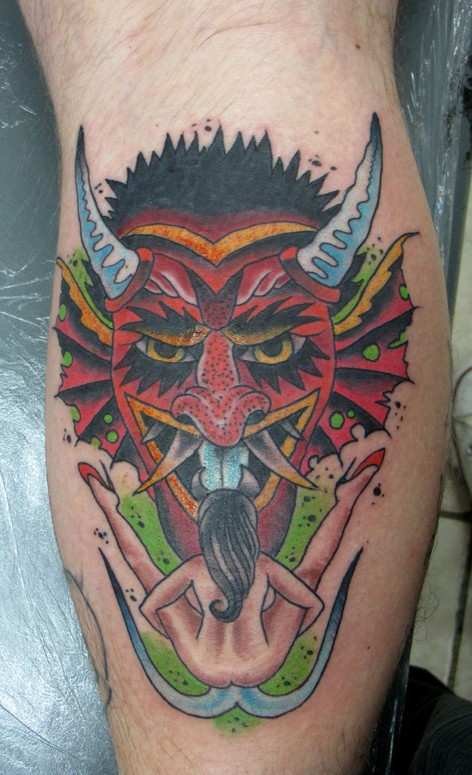 Art Immortal Tattoo  Tattoos  Traditional Old School  Demon devil  Lucifer chain