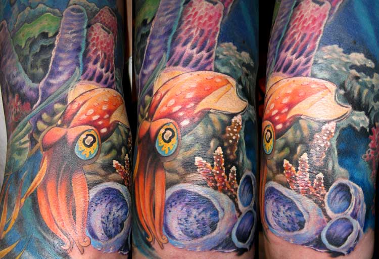 squid in coral tattoo by Dee Dee: TattooNOW squid in coral tattoo by Dee Dee: TattooNOW